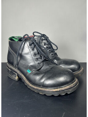 Vintage Kickers Kick Hi Black Leather Boots Unisex US Womens 8 Mens 7 UK 6